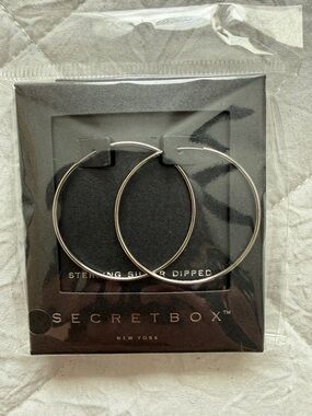 Secret Box Sterling Silver-Dipped Hoop Earrings - Silver